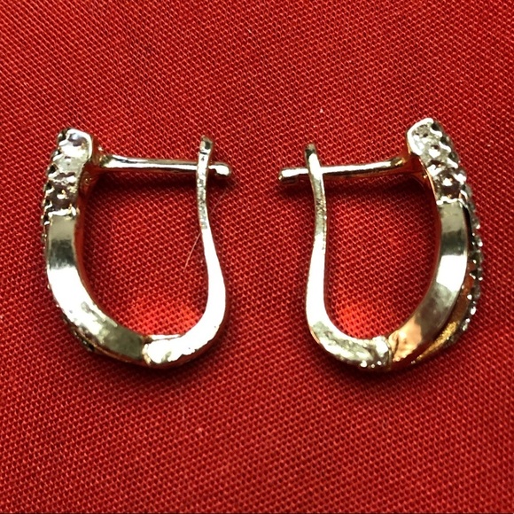 Leopard Rhinestone Rose Gold Hoop Earrings - Picture 4 of 10